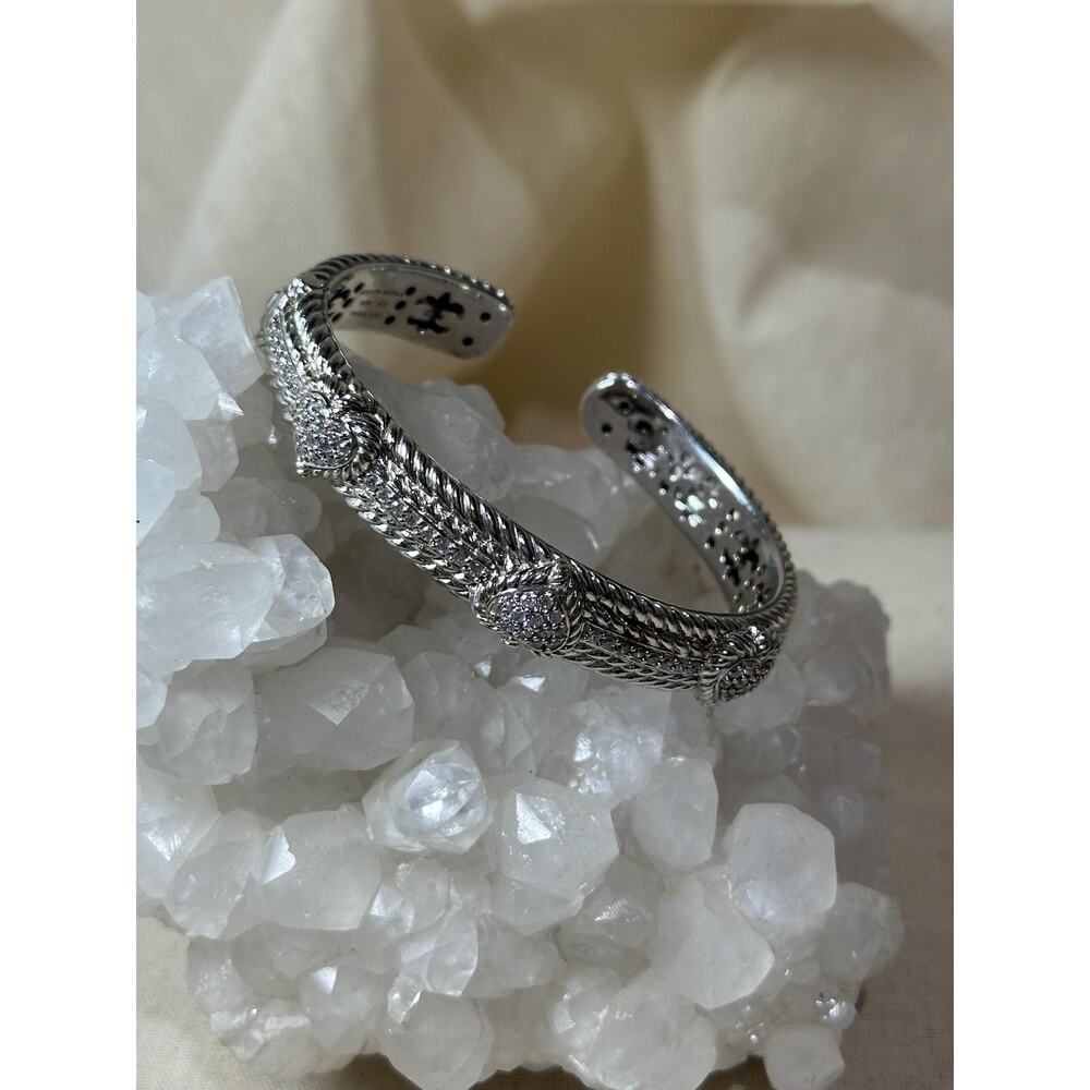 Judith Ripka Signed Sterling Silver Cable Heart Cuff – 46.09g